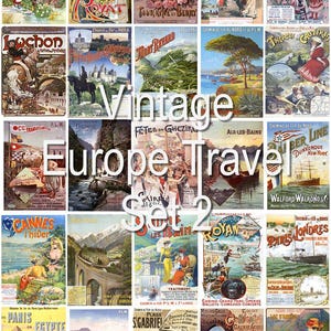 Carte postale vintage Europe 2 affiches vierge au dos, idéale pour un livre d'or de mariage. ~ Vendu par lot de 25 ~ Imprimé par carte postale chérie.