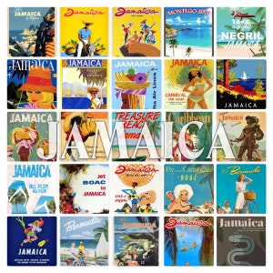 Postal con póster de Jamaica en blanco en el reverso, ideal para libro de visitas de bodas. ~ Se vende en paquetes de 25 ~ Impreso por Cherished Postcard.