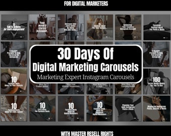 30 jours de carrousels de marketing numérique avec MRR | Pack marketing numérique| Modèles de marketing Instagram | Carrousels Instagram | DPP