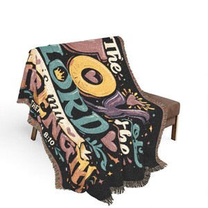 Faith Scripture Woven Blanket 80" x 60" -- Inspirational Cozy Throw