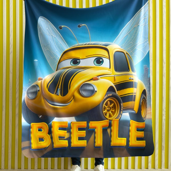Beetle Velveteen Cozy Plush Blanket - Custom Sizes - Pixcar Throw - Gift Home Decor Birthday Ideas