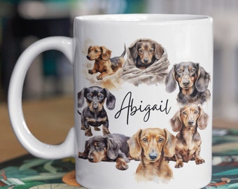 Taza personalizada de Dachshund, linda taza de Dachshunds, regalo de perro salchicha