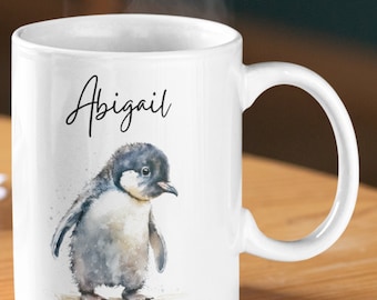 Personalised Baby Penguin Mug, Penguin Gifts, Penguin Lovers, Cute Penguin Theme