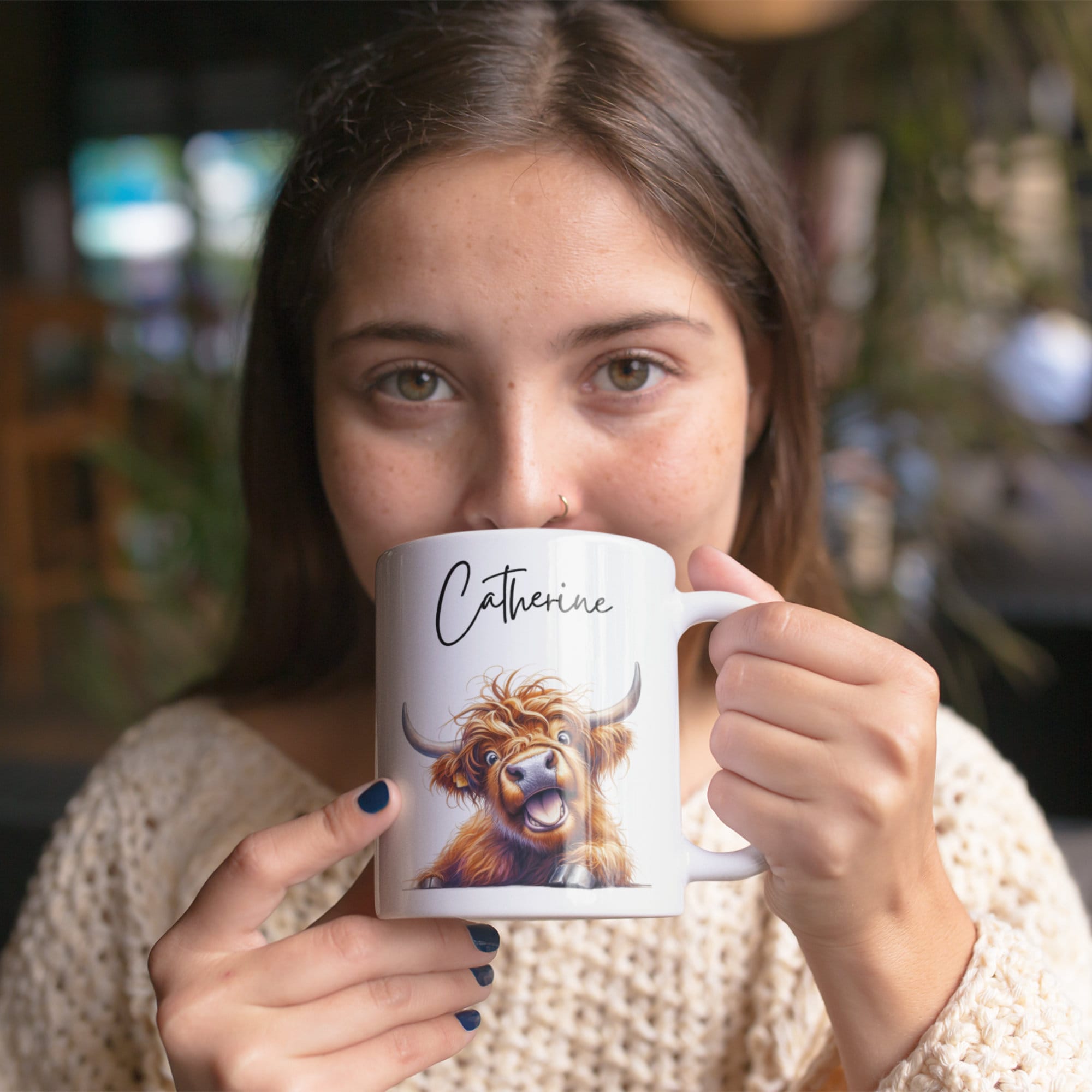 Personalised Funny Cow Mug, Highland Cow, Mug For Cow Lovers, Farm Animal Mug, Mothers Day Gifts, Funny Cow Gifts, Name Mug, Birthday Gifts
