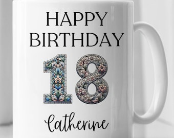 Taza personalizada de 18.º cumpleaños, Taza de café personalizada, Cumpleaños de hito