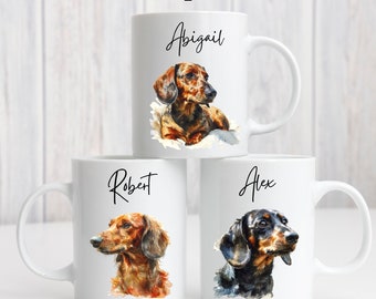 Taza personalizada de Dachshund, 3 opciones de diseño de Dachshund, regalo de perro salchicha