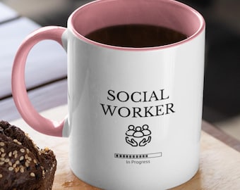 Taza personalizada de trabajador social, regalo divertido para futuros trabajadores sociales, taza de trabajador social en proceso, regalo para estudiantes de trabajo social, regalo de Navidad