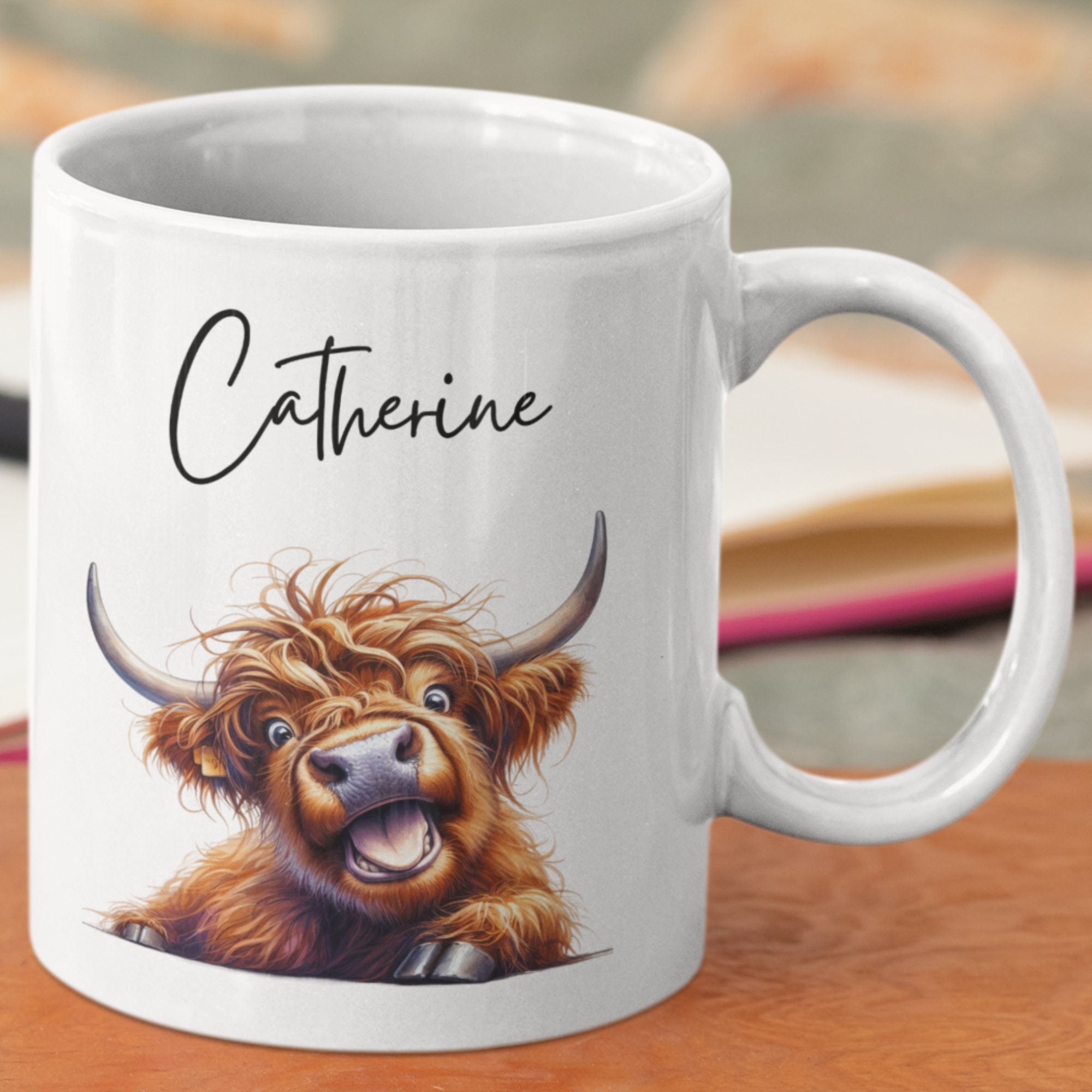 Personalised Funny Cow Mug, Highland Cow, Mug For Cow Lovers, Farm Animal Mug, Mothers Day Gifts, Funny Cow Gifts, Name Mug, Birthday Gifts