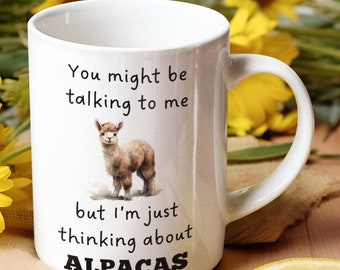 Denken aan alpacamok, alpacacadeau, alpacamok, grappige alpacacadeaus, cadeau alpacaliefhebber, cadeau-idee alpaca, koffiekopje alpaca