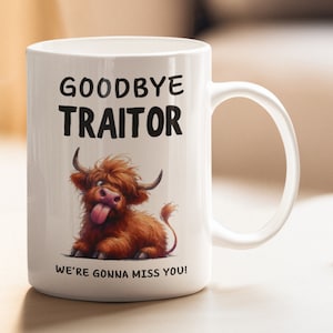 Adiós taza traidora, compañero de trabajo dejando taza, colega dejando regalo, adiós traidor