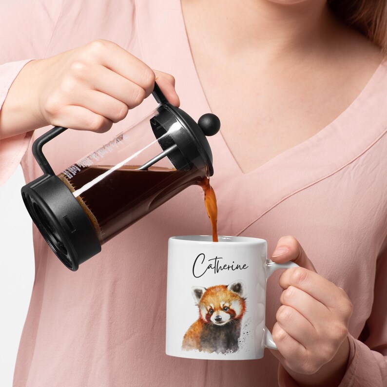 Taza personalizada de panda rojo, regalo de panda rojo, taza personalizada, regalo de panda rojo, regalos de cumpleaños, taza con nombre, regalo de Navidad imagen 6
