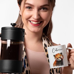 Taza personalizada de panda rojo, regalo de panda rojo, taza personalizada, regalo de panda rojo, regalos de cumpleaños, taza con nombre, regalo de Navidad imagen 2