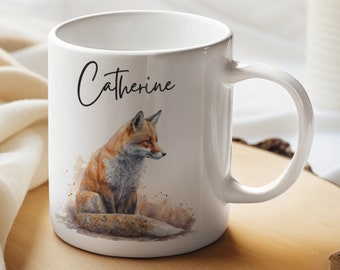 Personalised Fox Mug, Fox Gift, Foxes Lover, Fox Coffee Mug