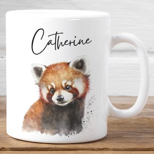 Taza personalizada de panda rojo, regalo de panda rojo, taza personalizada, regalo de panda rojo, regalos de cumpleaños, taza con nombre, regalo de Navidad imagen 1