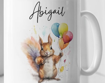 Personalised Squirrel Mug, Squirrel Gifts, Squirrel Lovers, Squirrel Theme