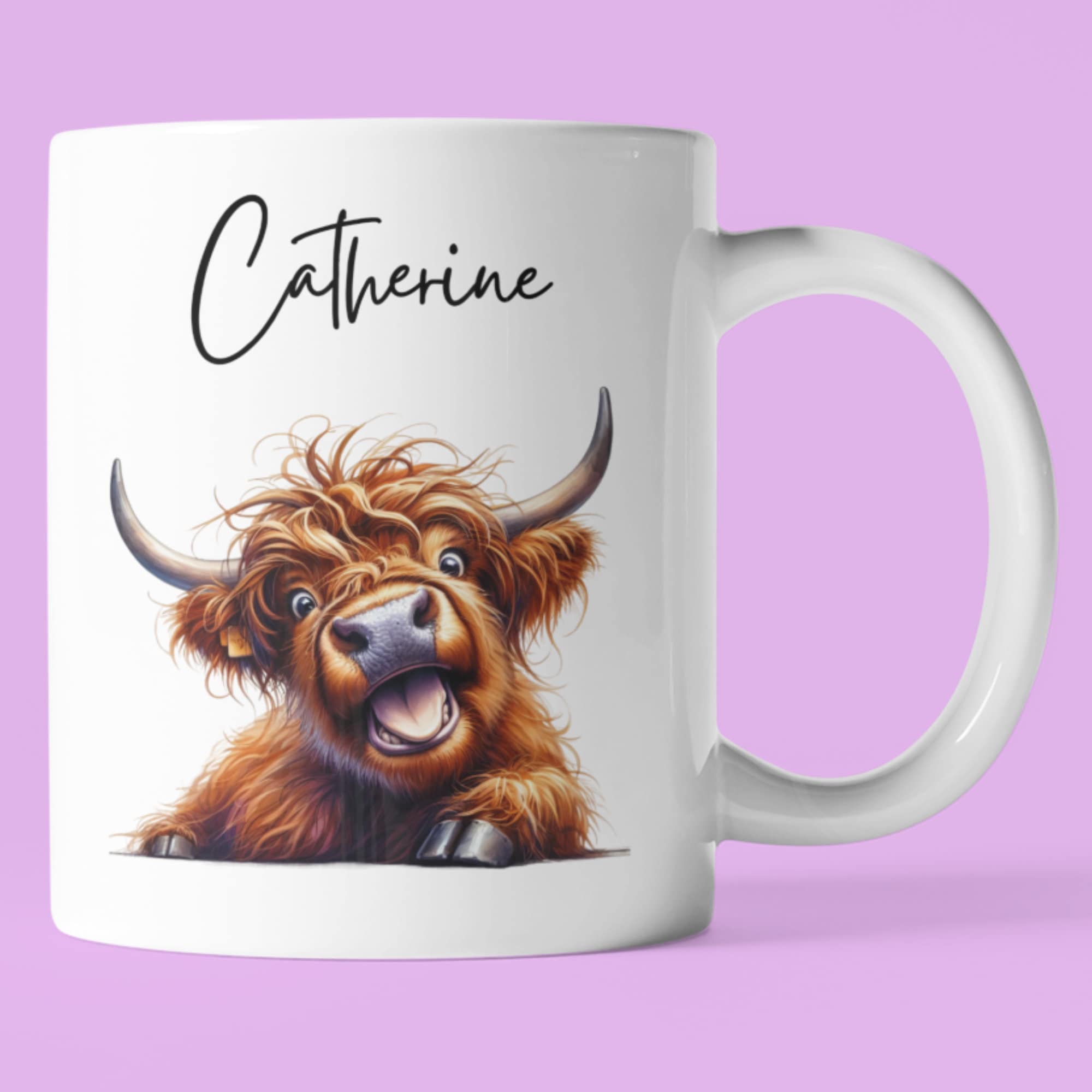 Personalised Funny Cow Mug, Highland Cow, Mug For Cow Lovers, Farm Animal Mug, Mothers Day Gifts, Funny Cow Gifts, Name Mug, Birthday Gifts