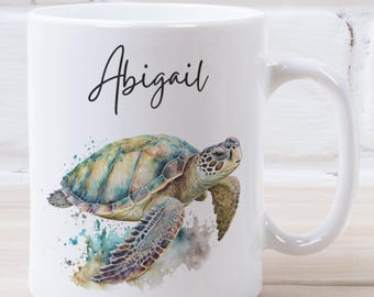 Taza personalizada de tortuga, regalo de tortuga, taza personalizada, regalo de tortuga, regalos de cumpleaños, taza con nombre, regalo de Navidad