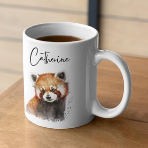 Taza personalizada de panda rojo, regalo de panda rojo, taza personalizada, regalo de panda rojo, regalos de cumpleaños, taza con nombre, regalo de Navidad imagen 5