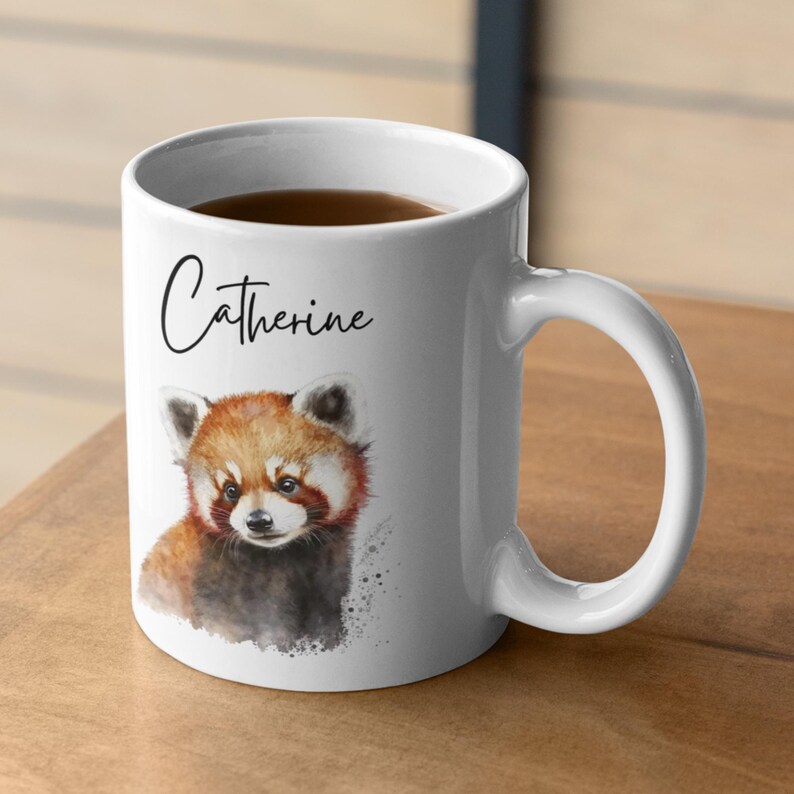 Taza personalizada de panda rojo, regalo de panda rojo, taza personalizada, regalo de panda rojo, regalos de cumpleaños, taza con nombre, regalo de Navidad imagen 5