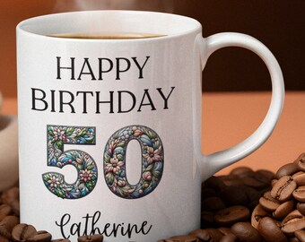 Caneca personalizada do 50º aniversário, caneca de café personalizada, aniversário marcante