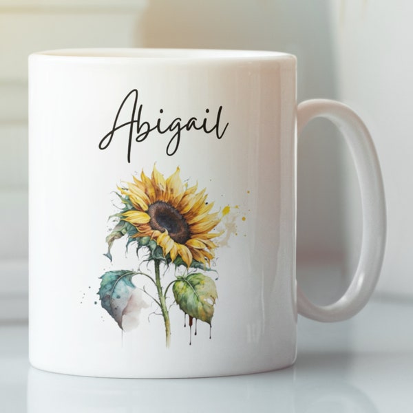 Taza de girasol, regalo de girasol, regalo de taza, regalo para ella, regalo de cumpleaños, taza de flores, girasoles, regalo para un amigo