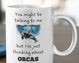 Pensando en la taza de orcas, taza entusiasta de las orcas, regalo de orcas, taza amante de las orcas, regalo para fanático de las orcas