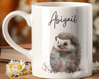 Personalised Hedgehog Mug, Hedgehog Gifts, Hedgehog Lovers, Hedgehog Theme