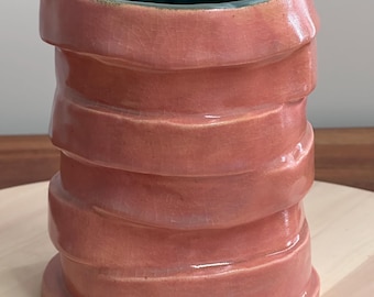 Frida - Handmade Ceramic Vase / Sculptural Vessel with Textured Crackle Glaze