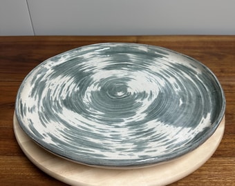The Orbit - Large Handmade Ceramic Platter / Spiral Glaze Serving Dish / One of a kind