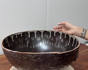 Stone & Silk Handmade Ceramic Bowl / Large Sculptural Serving and Decorative Vessel
