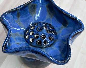 Scentra - Handmade Ceramic Flower Vase with Removable Frog Insert / Modern Ikebana Vase / Sculptural Centerpiece
