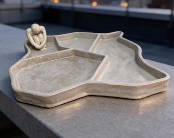 The Thinker - Handmade Ceramic Serving Platter / One of a Kind Sculptural Stoneware Dish
