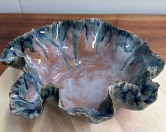Unleashed - Handmade Ceramic Bowl / Sculptural Organic Form with Fluid Glaze