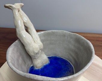 Narcissus' Dive - Handmade Ceramic Sculptural Bowl / One-of-a-kind Art Vessel / Myth-Inspired Functional Ceramics