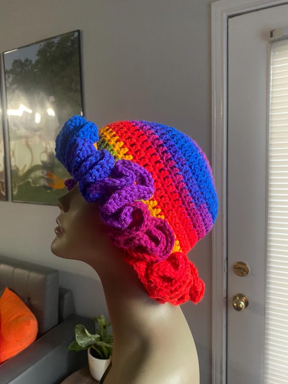 お買い得！！★ ロエベ CROCHET HAT STRIPES★ Crochet hat in cotton and calfskin Multicolor - LOEWE