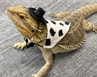 Cowhide Pattern Cowboy Outfit for Small Pet / Bearded Dragon / Lizard