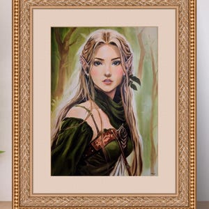 Fantasy Elf Portrait Print – A4 High-Quality 300gsm Art Print | Mystical Woodland Elf Wall Art | Unframed Fantasy Character Artwork