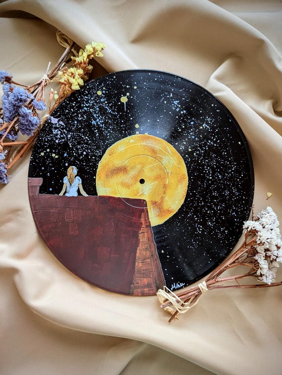 Vinyl Record Art - Music Lovers Gift - Romantic Vinyl Painting