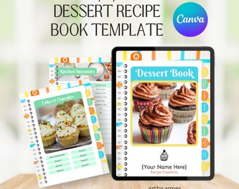 Recipe Book Template Desserts Editable 52-page with Hyperlinks
