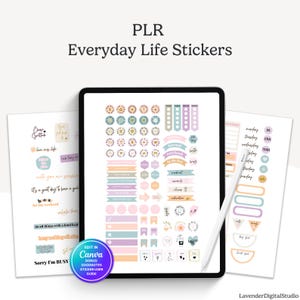 PLR Alltag Digital Life Stickers | Canva Vorlage | Bearbeitbare Planer Aufkleber | US Letter Aufkleber | A5 Sticker Bogen | Notizen