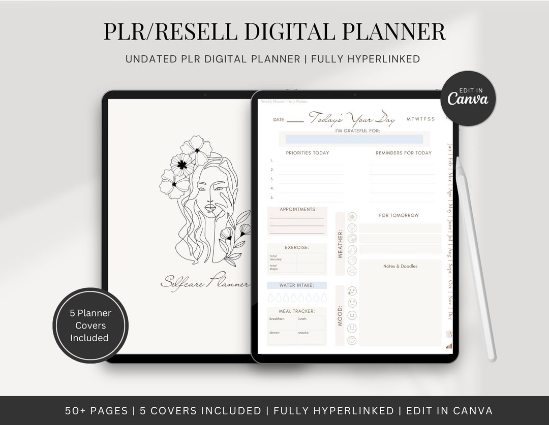 PLR Self-care Digital Planner Canva Commercial Use Editable Planner ...
