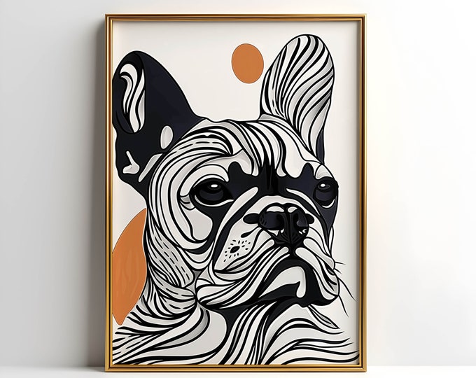 Stampa artistica linea Frenchie, regalo Bulldog francese, arte Bulldog francese, arte del cane, regalo per l'amante dei cani, regalo per cani Frenchie, arte della parete del cane, poster Bulldog