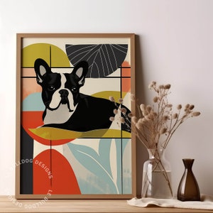 French Bulldog Poster Art | Frenchie Gift | Dog Art | Dog Lover Gift | Frenchie Dog Gift, Dog Wall Art, Mid Century Modern, Gift for Dog Mom