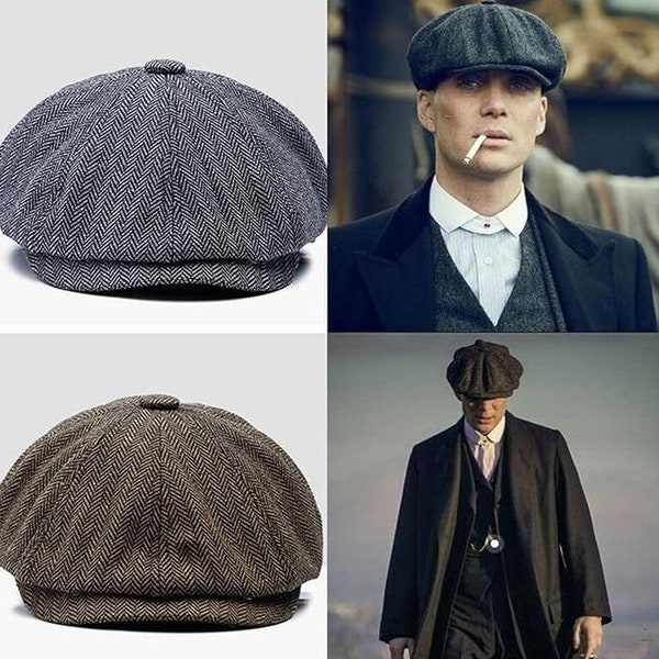 Peaky Blinders Hat, Bakerboy Cap, Herringbone Wool  Panels Cap, Irish Flat Cap, Newsboy Cap, Tommy Shelby Hat, Valentine's Day Gift