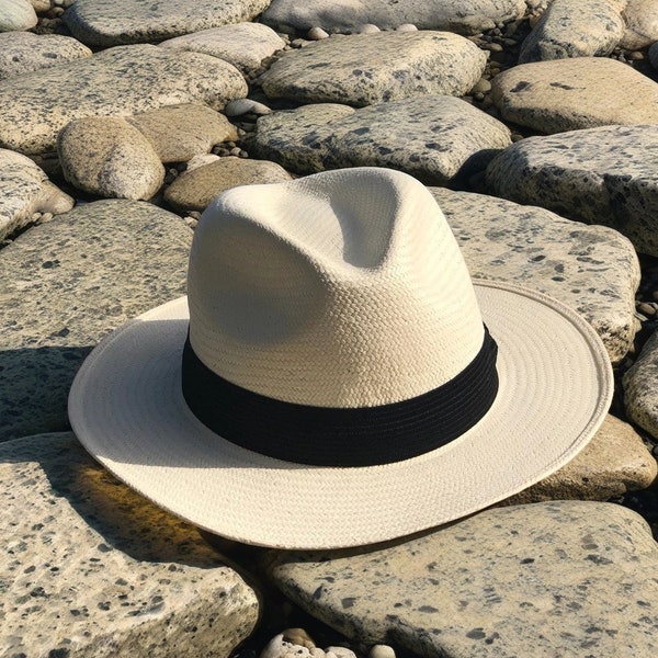 Genuine Natural Panama Hat, Handwoven Toquilla Palm Hat, Panama hat, Straw safari hat, Fedora hat, Handmade hat, Hats for men