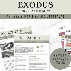 Exodus Bible Study Printable Cheat Sheet | Old Testament Summary | Christian Digital Bible Study Guide & Devotional | Instant Download