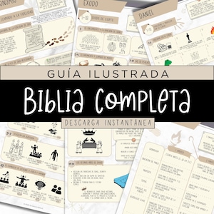 Spanish Bible Overview Cheat Sheet PDF – Illustrated Study Guide for 66 Books of the Bible | Printable Bible Summary | Christian Learning
