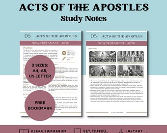 Acts of the Apostles Bible Study Guide PDF | Early Church In-Depth Study Notes | New Testament | Bible for Beginners | Christian Printable