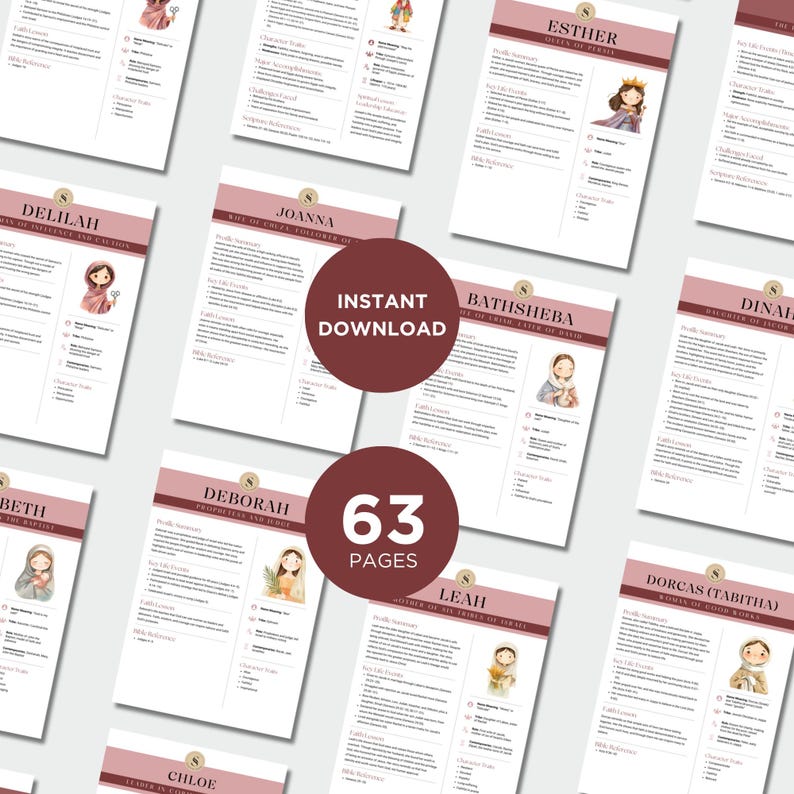 60 Women of the Bible Study Guide PDF | Printable Bible Characters ...