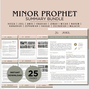 Minor Prophets Bible Study Guide | 12 Books Old Testament Summary Notes | Printable Bible Study PDF Digital Download